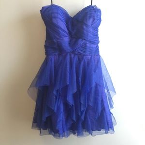 Glitter Ruffle Tulle Strapless Cocktail Prom Dress